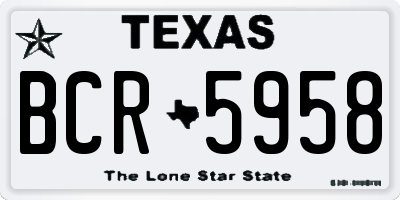 TX license plate BCR5958