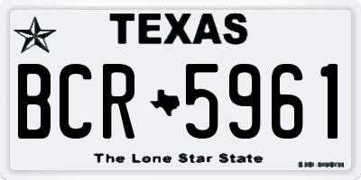 TX license plate BCR5961