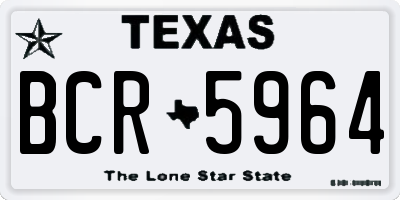TX license plate BCR5964