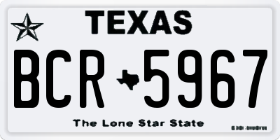 TX license plate BCR5967
