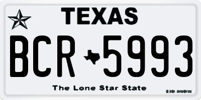 TX license plate BCR5993