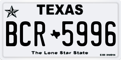 TX license plate BCR5996