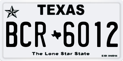 TX license plate BCR6012