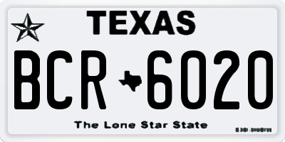 TX license plate BCR6020