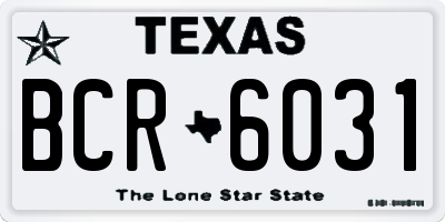 TX license plate BCR6031