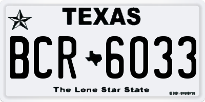 TX license plate BCR6033