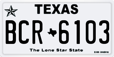 TX license plate BCR6103