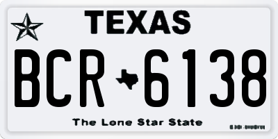 TX license plate BCR6138