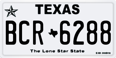 TX license plate BCR6288