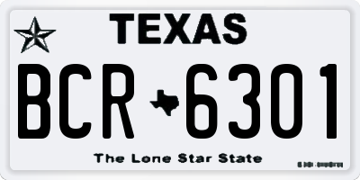 TX license plate BCR6301