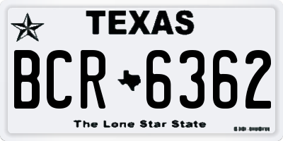 TX license plate BCR6362