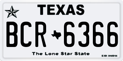 TX license plate BCR6366