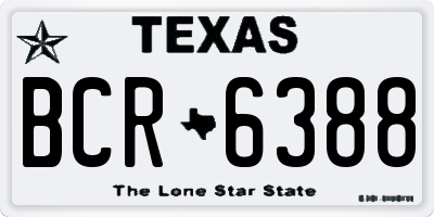 TX license plate BCR6388