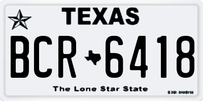TX license plate BCR6418