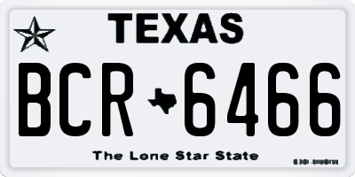 TX license plate BCR6466