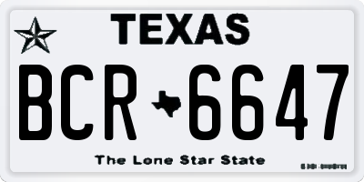 TX license plate BCR6647