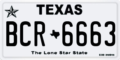 TX license plate BCR6663