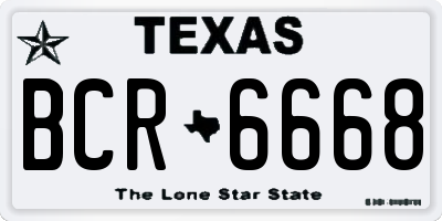 TX license plate BCR6668