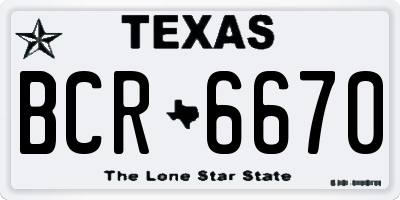 TX license plate BCR6670