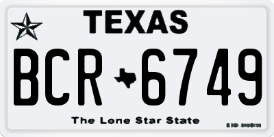TX license plate BCR6749