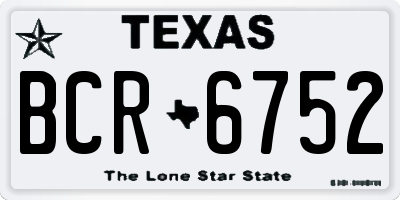 TX license plate BCR6752