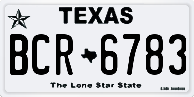 TX license plate BCR6783