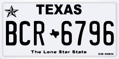 TX license plate BCR6796