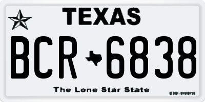 TX license plate BCR6838