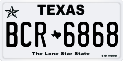 TX license plate BCR6868