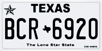 TX license plate BCR6920