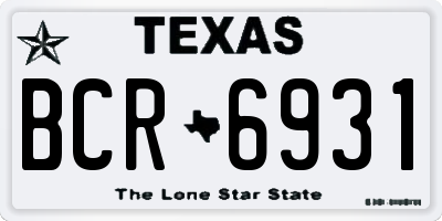 TX license plate BCR6931