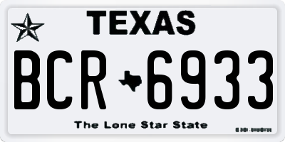 TX license plate BCR6933