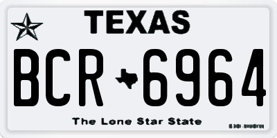 TX license plate BCR6964