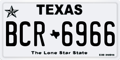 TX license plate BCR6966