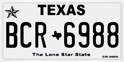 TX license plate BCR6988
