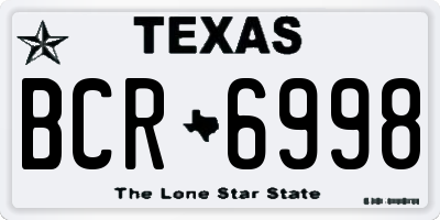 TX license plate BCR6998