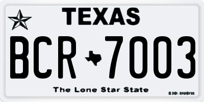 TX license plate BCR7003