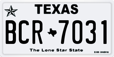 TX license plate BCR7031