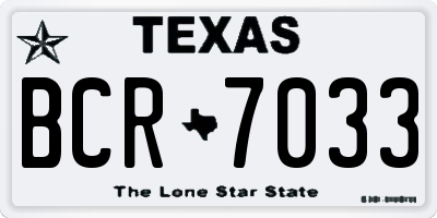 TX license plate BCR7033
