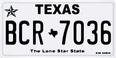 TX license plate BCR7036