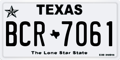 TX license plate BCR7061