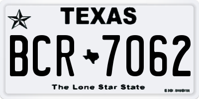 TX license plate BCR7062