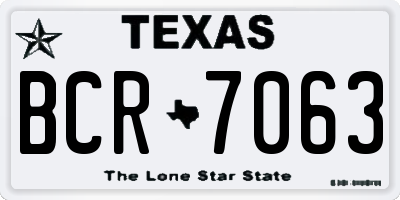 TX license plate BCR7063