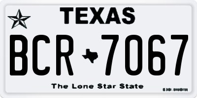 TX license plate BCR7067