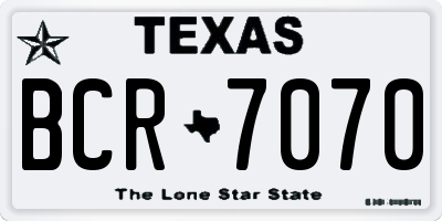 TX license plate BCR7070