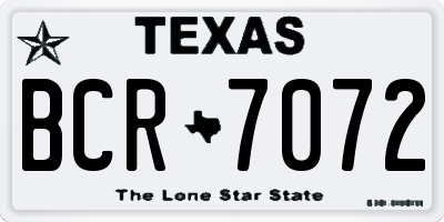 TX license plate BCR7072