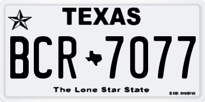 TX license plate BCR7077