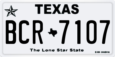 TX license plate BCR7107