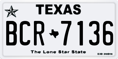 TX license plate BCR7136