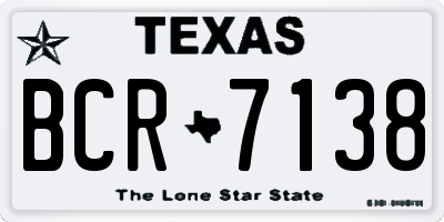 TX license plate BCR7138